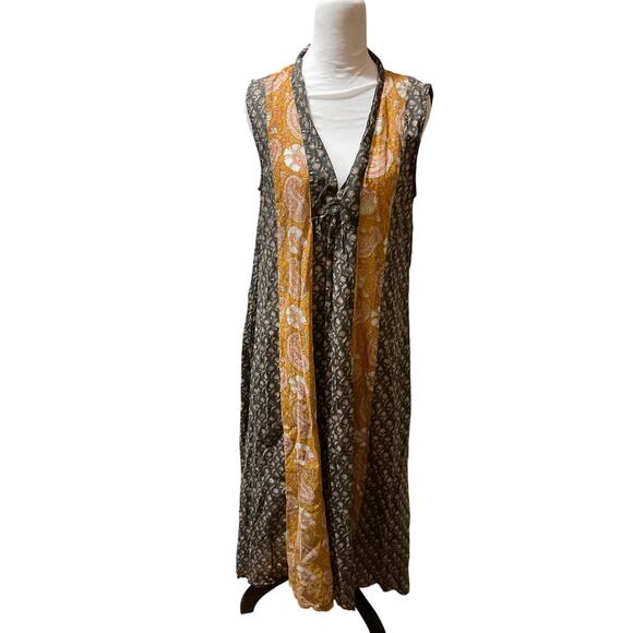 World Market Maxi Dress Paisley Pockets Boho Prairie Renaissance Cottage Country - Picture 1 of 3